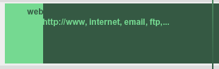 web - http://www, internet, email, ftp,...